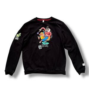Fifth Loop Street King Black Crew Neck Embroidered Patch Skeleton Sweatshirt 3XL